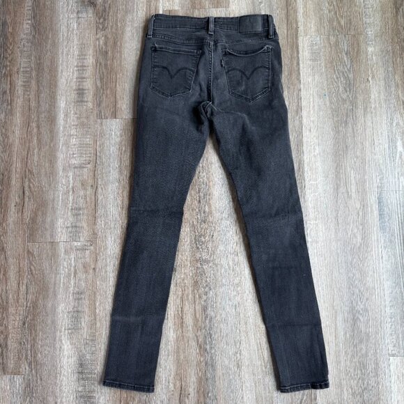 Levi's 711 Black Distressed Skinny Jeans Women's Denim Size 26 - Picture 4 of 5